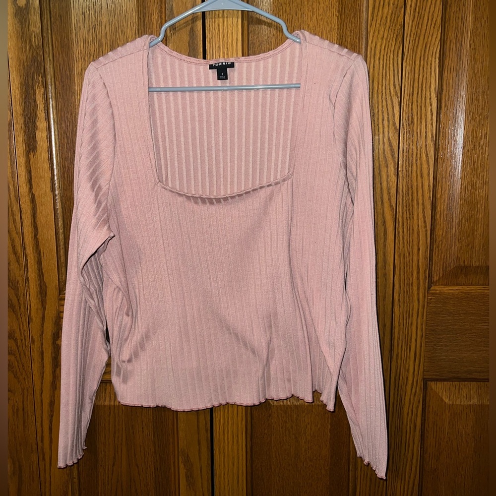 Torrid Knit Rib Square Neck Long Sleeve Tee